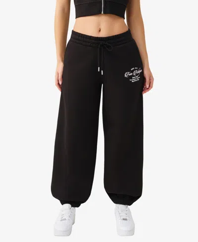 True Religion Crystal Embellished Baggy Joggers In Black