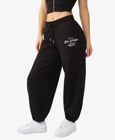 True Religion Crystal Embellished Baggy Joggers In Black