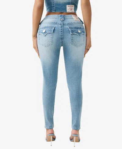 True Religion Women's Jennie Mid Rise Retro Pocket Flap Curvy Skinny Jean In Blue