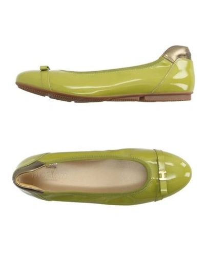 Hogan Ballet Flats In Light Green