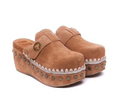 Mou Clog Plain Suede In Brown