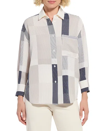 Lyssé Jessica Three Quarter Sleeve Cropped Shirt In Multi