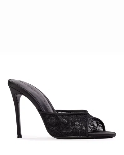 Black Suede Studio Celeste Lace Mules In Multi