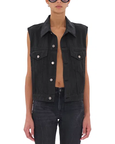 Haikure Ryder Satin Bull Vest In Carbon In Black