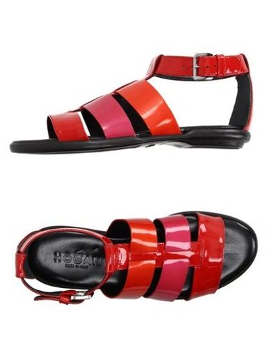 Shop Hogan Sandals In Red