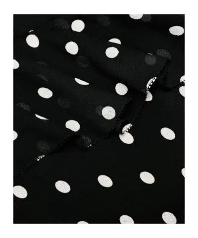 Self-portrait Long Dress Black Polka Dot With V-neck In Black Georgette For Women In Multi