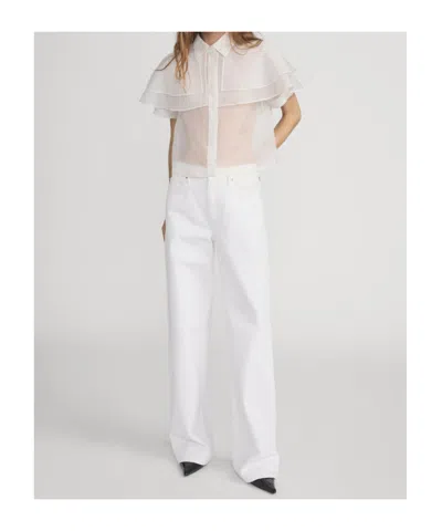 Frame Ruffled Shirt In White