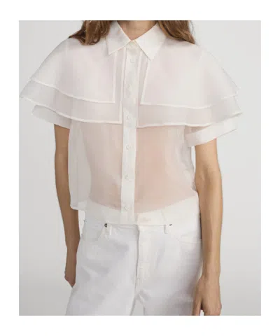 Frame Ruffled Shirt In White