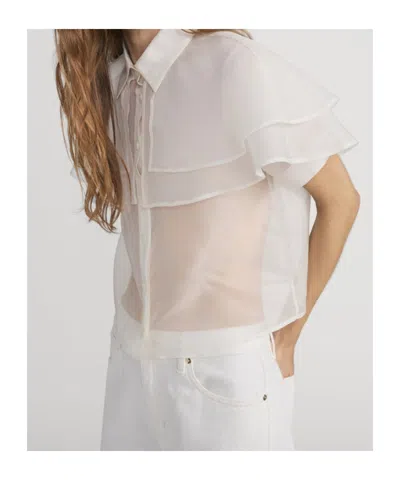 Frame Ruffled Shirt In White