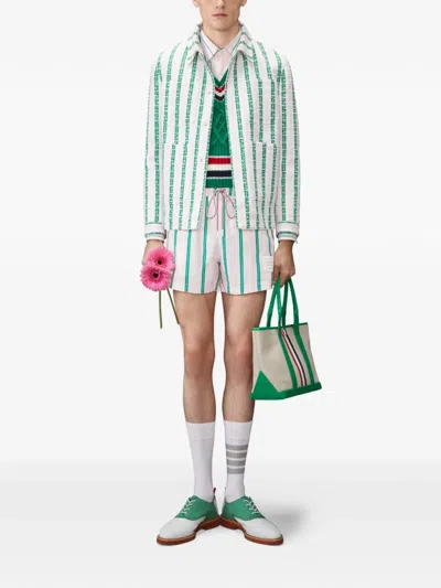 Thom Browne Rwb-stripe Cable-knit Vest In Multi
