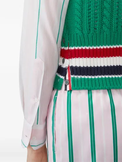 Thom Browne Rwb-stripe Cable-knit Vest In Multi