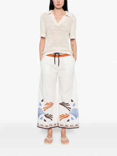 Herno Printed Drawstring Trousers In White