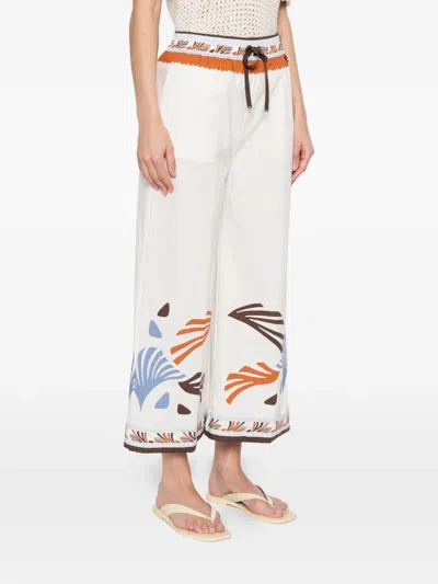 Herno Printed Drawstring Trousers In White