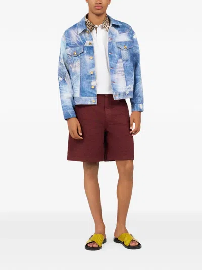 Roberto Cavalli Denim Jacket With Patchwork Effect In Blue