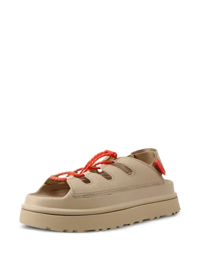 Ugg Logo-patch Flat Sandals In Neutral