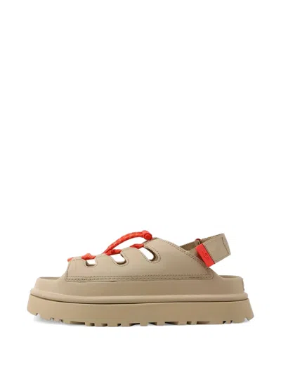 Ugg Logo-patch Flat Sandals In Neutral