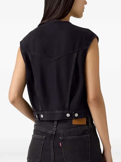 Levi's Collarless Buttoned Vest In Black