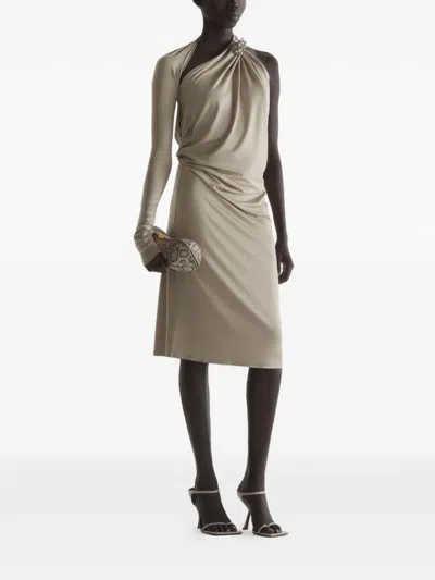 Mugler Draped Loop Dress In Neutral