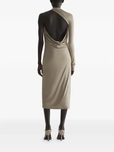 Mugler Draped Loop Dress In Neutral