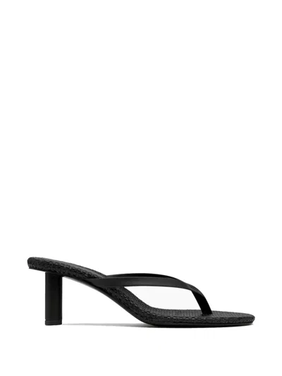 St Agni Woven Thong Heeled Sandal In Black