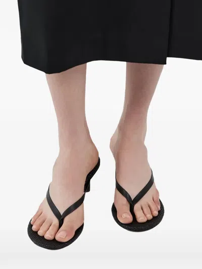 St Agni Woven Thong Heeled Sandal In Black