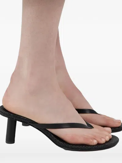 St Agni Woven Thong Heeled Sandal In Black