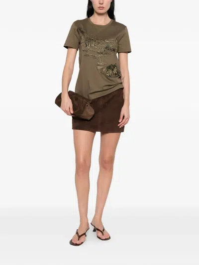 Max Mara Embellished T-shirt In Green