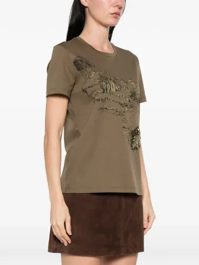 Max Mara Embellished T-shirt In Green