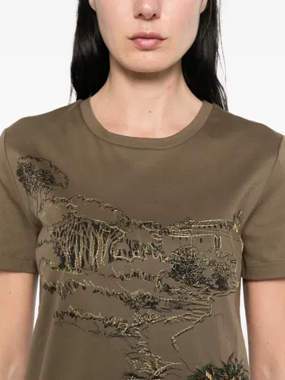 Max Mara Embellished T-shirt In Green