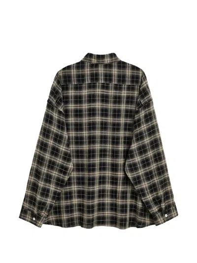 Sunflower Stable Checked Viscose Lino Loose Shirt In Black
