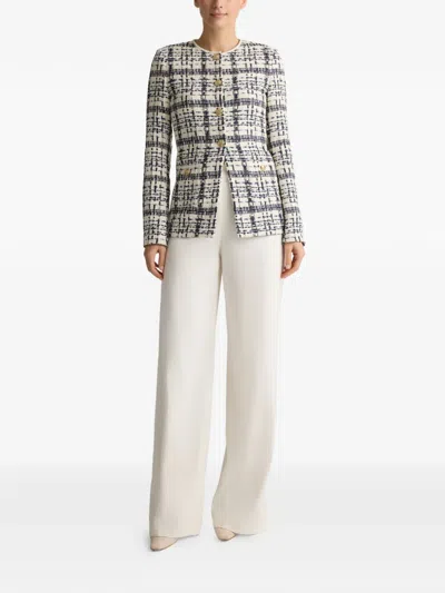 St John Tweed Button Jacket In Gray