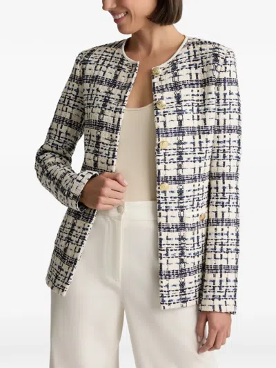 St John Tweed Button Jacket In Gray