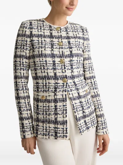 St John Tweed Button Jacket In Gray