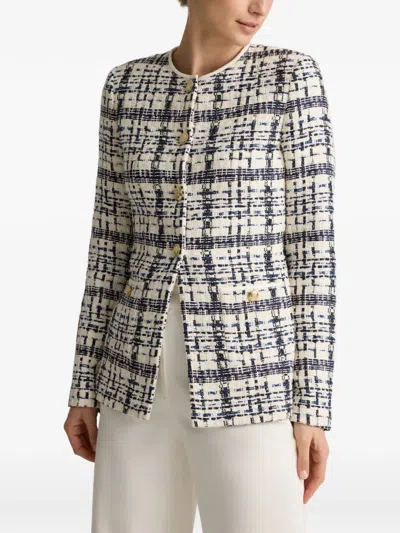 St John Tweed Button Jacket In Gray