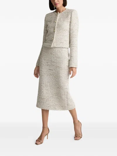 St John Tweed Button Jacket In Multi