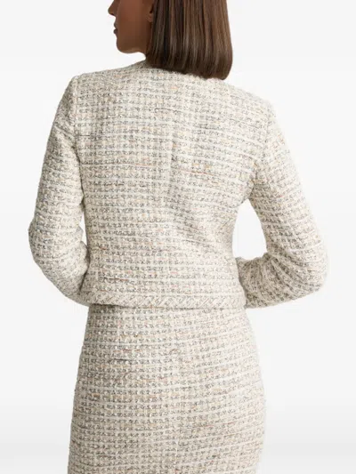 St John Tweed Button Jacket In Multi