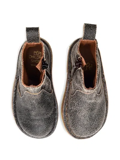 Pèpè Pull Tab Zip Boots In Gray