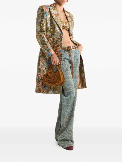 Etro Paisley-print Flared Jeans In Green