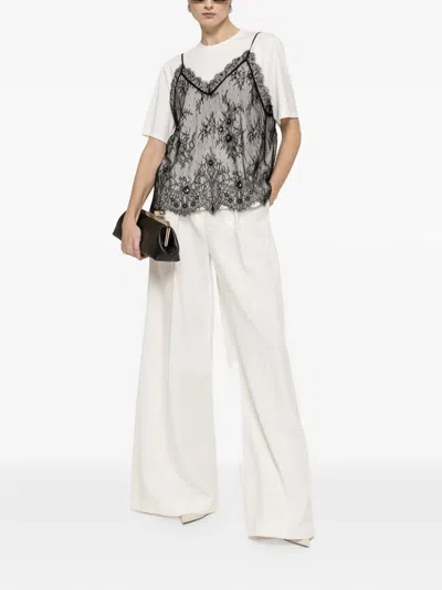 Nissa Lace-panel T-shirt In White