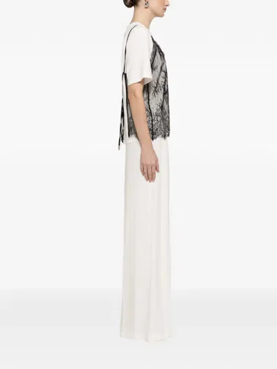 Nissa Lace-panel T-shirt In White