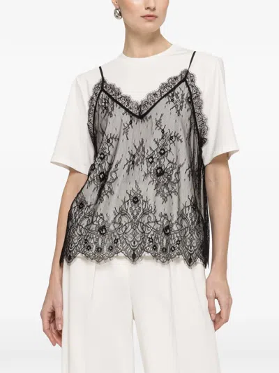Nissa Lace-panel T-shirt In White