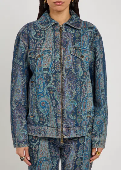 Etro Patterned Denim Jacket In Multi