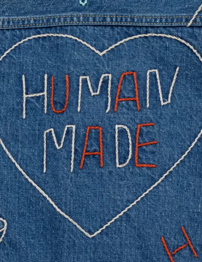 Human Made Embroidered Denim Work Jacket In Blue