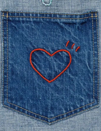 Human Made Embroidered Denim Work Jacket In Blue