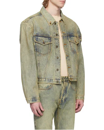 Entire Studios Distressed Denim Jacket In Green