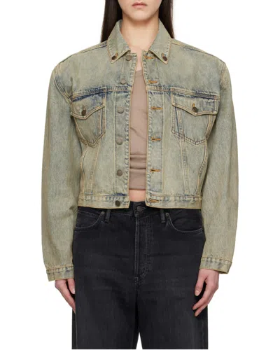 Entire Studios Distressed Denim Jacket In Green