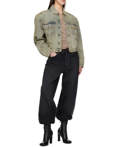 Entire Studios Distressed Denim Jacket In Green