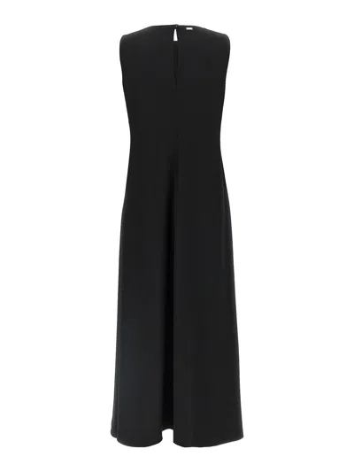Herno Sleeveless Diagonal Dress Draped Metal Ring In Black