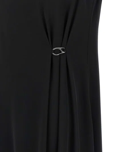 Herno Sleeveless Diagonal Dress Draped Metal Ring In Black