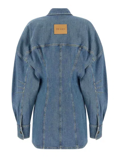 Attico Women Blue Shirt Collar Denim Mini Dress, Xs Luxury Dresses For Women Darveys
